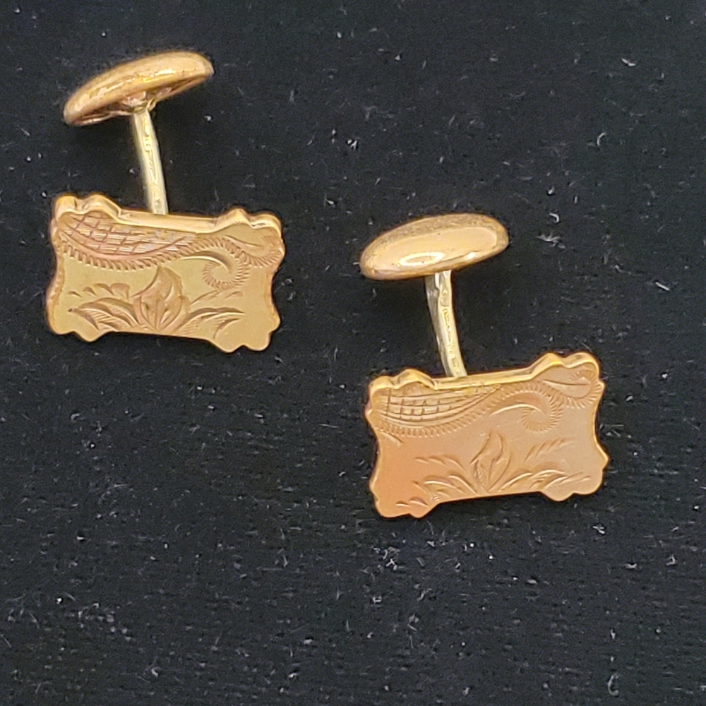 Antique Gold Plated Engraved Cufflinks